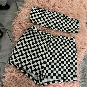 Shein - Black and White Checkered Set Outfit